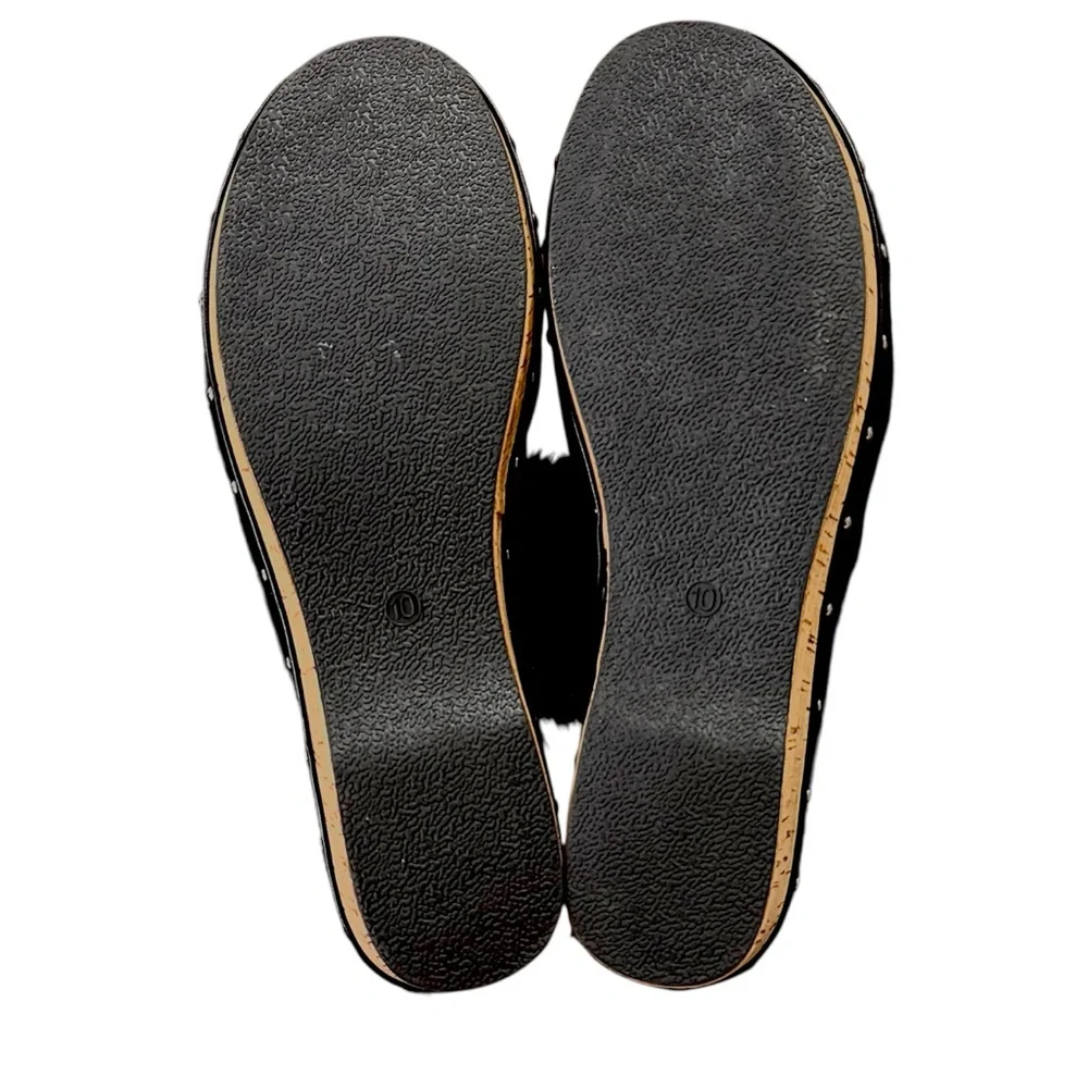 CORKYS Women's Just Fur Fun Black Wedge Slip On Fur Lined Studded Mules 10 New